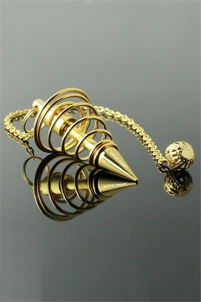 Spiral Pirinç Sarkaç Enerji Çalışmalarına Özel Helezon Pandül Radyestezi Pirinç Sarı