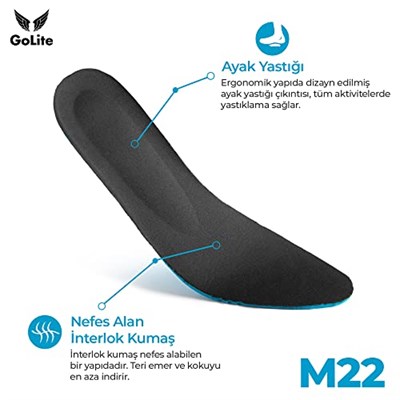 Spor Ayakkabı Tabanlığı, Günlük Memory Foam Hafızalı Ayakkabı İç Tabanı, Sneaker Rahat, Yumuşak Tabanlık -GoLite M22 Insole (43)