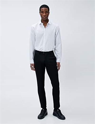 Spor Gömlek Geometrik Detaylı Klasik Yaka Slim Fit Non Iron