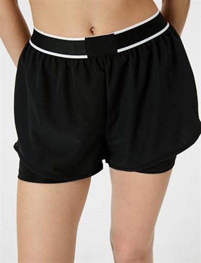 Spor Taytlı Şort Beli Lastikli Standart Bel Slim Fit