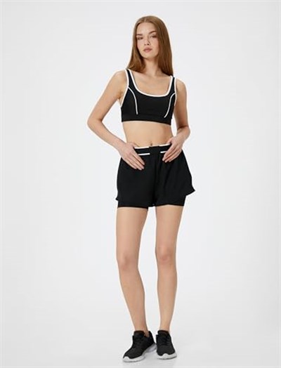 Spor Taytlı Şort Beli Lastikli Standart Bel Slim Fit