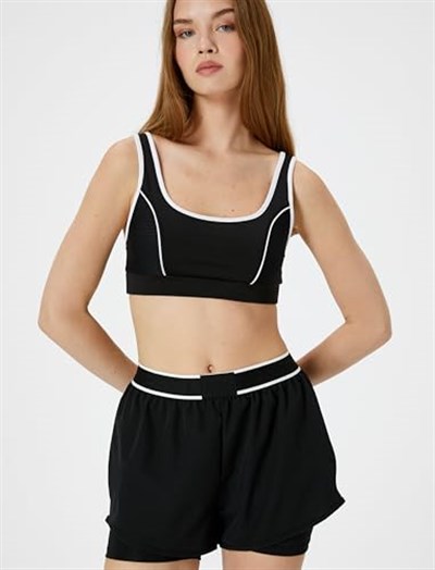 Spor Taytlı Şort Beli Lastikli Standart Bel Slim Fit