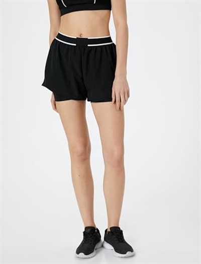 Spor Taytlı Şort Beli Lastikli Standart Bel Slim Fit