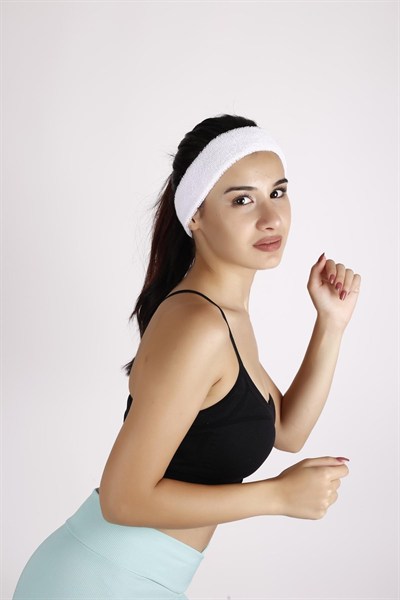 sporcu saç bandı ter bandı bandana headband Beyaz