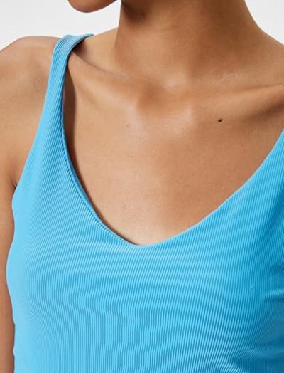 Sporcu Sütyeni V Yaka Kaplı Slim Fit