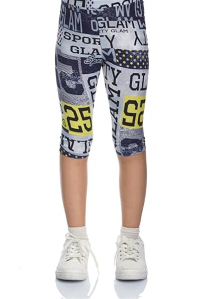 Sporty Glam Kız Çocuk Desenli Diz Altı Tayt Kapri