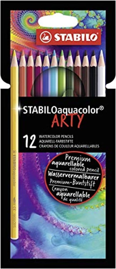 STABILO aquacolor ARTY - Kuru Boya Kalemi - 12li Paket - Çeşitli Renkler