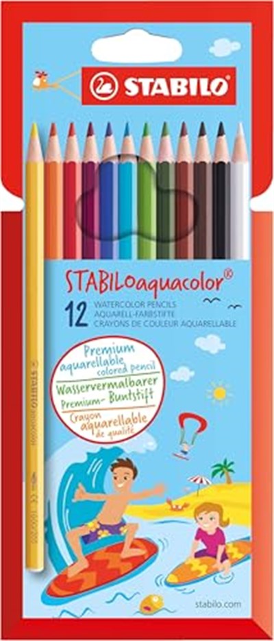 STABILO aquacolor - Kuru Boya Kalemi - 12li Paket - Çeşitli Renkler