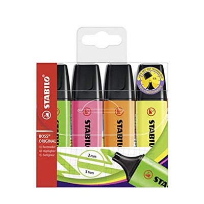 STABILO - İşaretleme Kalemi - BOSS ORIGINAL - 4lü Paket - Çeşitli Renkler
