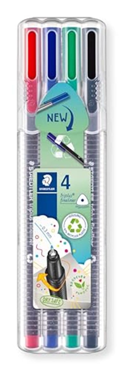 Staedtler 334 Sb4 Triplus Üçgen Fineliner Klasik Renk 0.3 mm 4lü Set