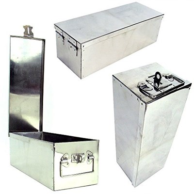Stalwart Katlanır Saplı Kilit Kutusu - Değerli Eşyaları, Nakit, Mücevher ve Silahları Güvence Altına Almak İçin İstiflenebilir Tasarımlı Dayanıklı Metal Saklama Sandığı (Gümüş)