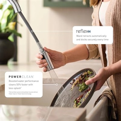 (Standard, Kitchen Faucet, Chrome) - Moen 7594C Arbour One-Handle Pulldown Kitchen Faucet Featuring Power Boost and Reflex, Chrome