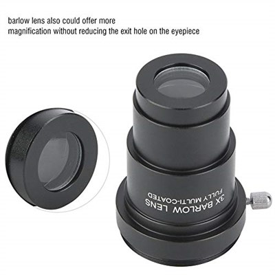 Standart Teleskop Mercek Astronomisi için M42x0,75 mm Diş ile 3,18 cm 3X Barlow Lens Tamamen Siyah Çok Kaplamalı