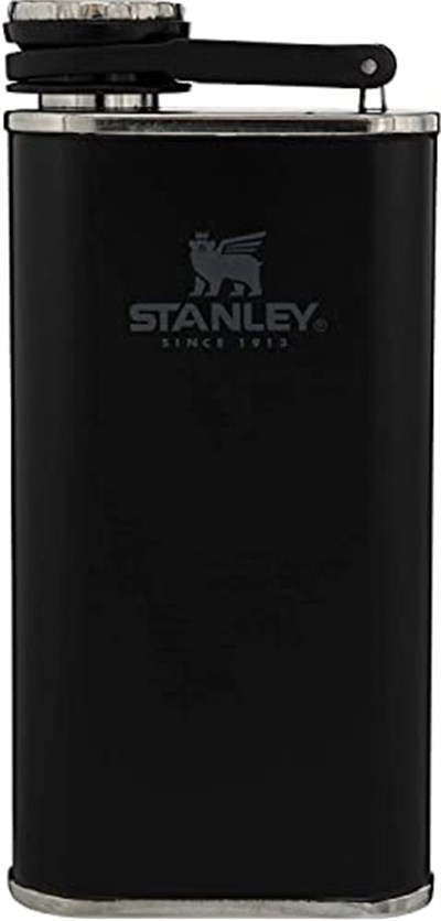 Stanley Adventure Pre-Party Flask and Nesting Shot Glass Set | 8 oz Leakproof Hip Flask | 4 Shot Glasses in Travel Carrying Case | Insulated Stainless Steel Liquor Flask | BPA-Free | Matte Black