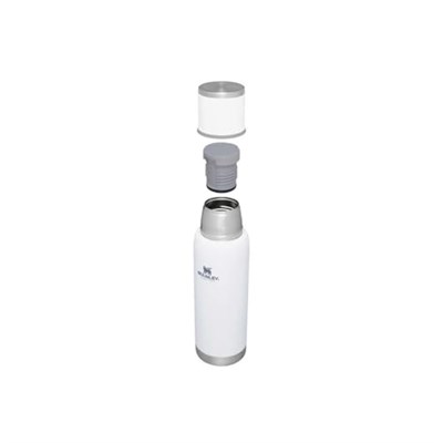 STANLEY Adventure To-Go Termos 1 Litre - Beyaz (Polar) | Paslanmaz Çelik | 25 saat dayanır. Sıcak - 27 saat. Soğuk – Sızdırmaz – BPA içermez – Kapak bardak görevi görür