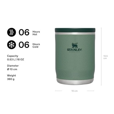 Stanley Adventure To-Go Yemek Termosu, Yeşil (Hammertone Green), 0.53 Litre