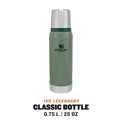 Stanley Classic Legendary Vakumlu Çelik Termos, Yeşil (Hammertone Green), 0.75 L