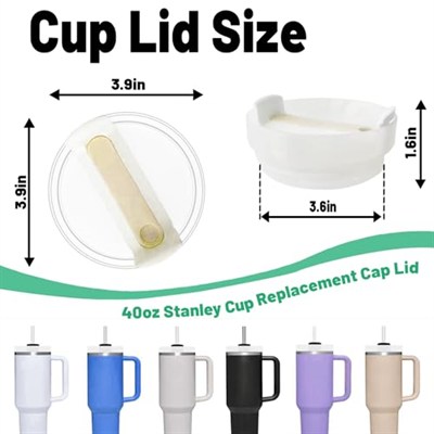 Stanley Cup için 40 oz Bardak Kapağı Yedek Kesim, Stanley Seyahat Tumbler için 2 Paket Şeffaf Yedek Kapak, Stanley Bardak Aksesuarları için Dökülmeye Dayanıklı Bardak Kılıfları (Opak - Krem)