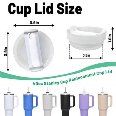 Stanley Cup için 40 oz Bardak Kapağı Yedek Kesim, Stanley Seyahat Tumbler için 2 Paket Şeffaf Yedek Kapak, Stanley Bardak Aksesuarları için Dökülmeye Dayanıklı Bardak Kılıfları (Opak - Beyaz)