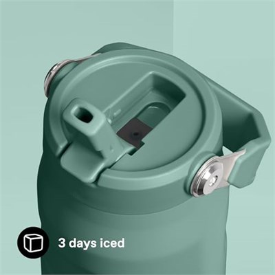 STANLEY IceFlow™ Aerolight™ Flip Straw 2.0 Pipetli Termos Su Şişesi 0.7 Litre - Yeşil (Shale) | Paslanmaz Çelik