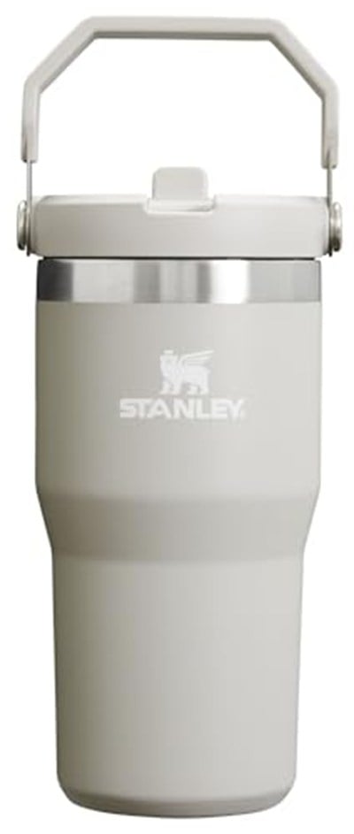 Stanley IceFlow Paslanmaz Çelik Pipetli Bardak - Ev, Ofis veya Araba için Vakum Yalıtımlı Su Şişesi Yeniden Kullanılabilir Bardak Sızdırmaz Kapaklı Soğuk 12 Saat Buzlu 2 Gün, 20 oz, Kül