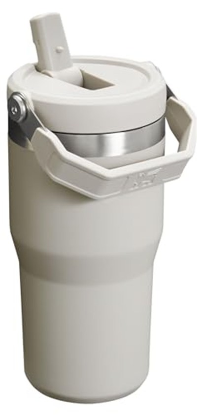 Stanley IceFlow Paslanmaz Çelik Pipetli Bardak - Ev, Ofis veya Araba için Vakum Yalıtımlı Su Şişesi Yeniden Kullanılabilir Bardak Sızdırmaz Kapaklı Soğuk 12 Saat Buzlu 2 Gün, 20 oz, Kül