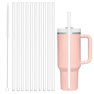 Stanley için 10 Paket Yedek Pipet 40 oz 30 oz 20 oz 14 oz Macera Söndürücü Seyahat Bardağı, Yeniden Kullanılabilir Şeffaf Pipetler Temizleme Fırçalı, Stanley Cup Kupa Aksesuarları ile Uyumlu
