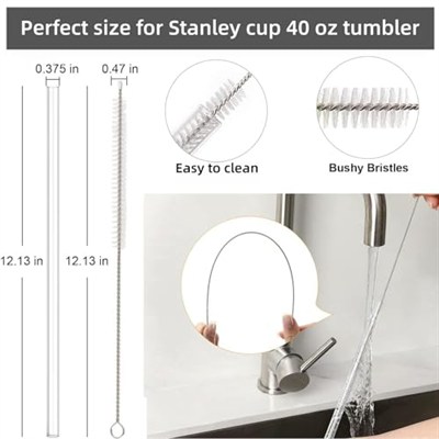 Stanley Kupası 40 oz için Pipetler, Stanley 40 oz Bardak için Yedek Pipet, Yeniden Kullanılabilir Pipet Aksesuarları, Bulaşık Makinesinde Yıkanabilir, Temizleme Fırçasıyla Temizle ve BPA İçermez, 6lı