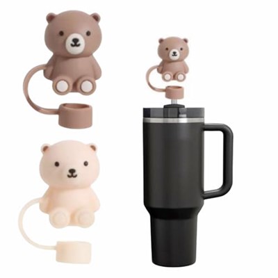 Stanley Kupası için Hasır Kapak Kapağı, Stanley Kupası ile Uyumlu Silikon Ayı Hasır Toppers 30 & 40oz Bardak, 10mm 0,39 inç Toz Geçirmez Yeniden Kullanılabilir Hasır İpuçları Kapakları Stanley Kupası