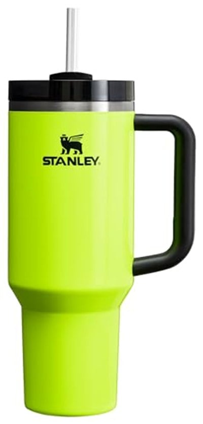 Stanley Quencher H2.0 FlowState Paslanmaz Çelik Vakum Yalıtımlı Bardak Kapaklı ve Pipetli Su, Buzlu Çay veya Kahve, Smoothie ve Daha Fazlası için, Neon Sarı, 40 oz