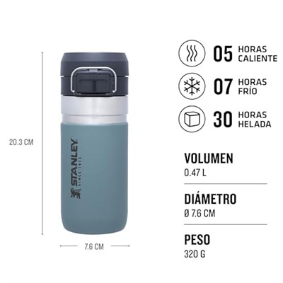 STANLEY Quick-Flip Termos 0.47 Litre - Yeşil (Shale) | Paslanmaz Çelik - Seçenekler: 0.7 Liters, 1.06 Liters, 1.1 Liters, 0.5 Liters