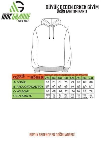 Starbattal Büyük Beden Erkek Basic Sweat Kapüşonlu 11700-45