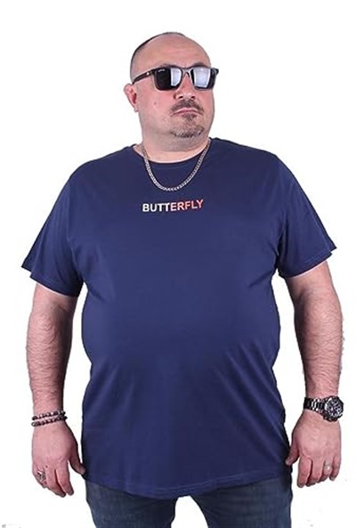 Starbattal Büyük Beden Sıfır Yaka Tişört Butterfly 23107 Marin