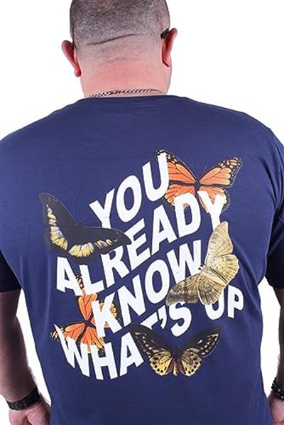Starbattal Büyük Beden Sıfır Yaka Tişört Butterfly 23107 Marin