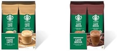 Starbucks Caffè Latte Premium Kahve Karışımı, 10x14 g ve Starbucks Caffè Mocha Premium Kahve Karışımı, 10x24 g