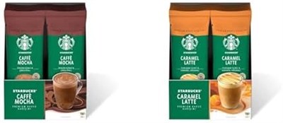 Starbucks Caffè Mocha Premium Kahve Karışımı, 10x24 g ve Starbucks Caramel Latte Premium Kahve Karışımı, 10x23 g