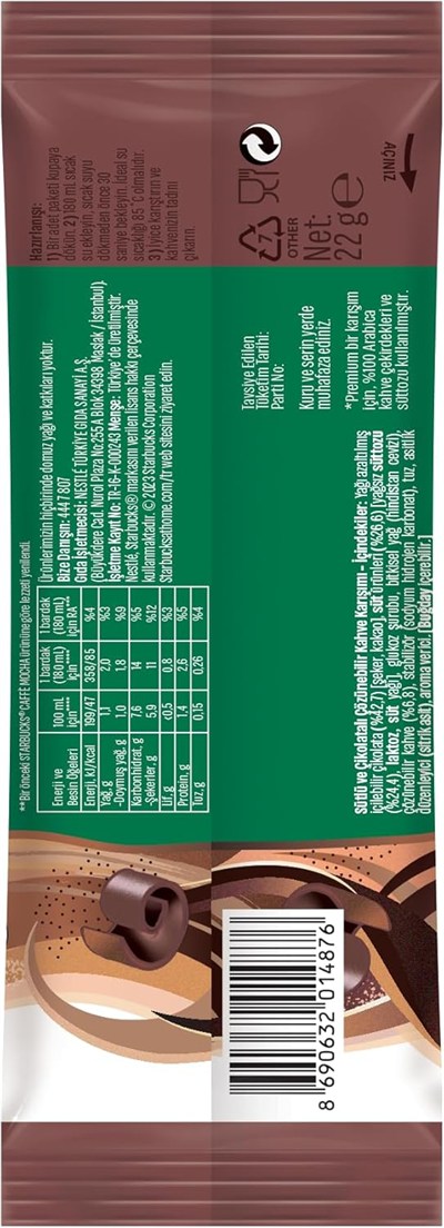STARBUCKS Caffè Mocha Premium Kahve Karışımı 22 g Tekli Paket