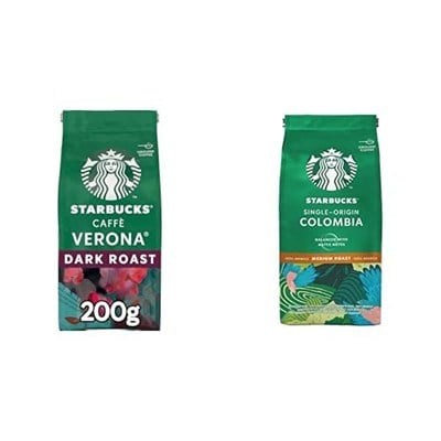 Starbucks Dark Caffè Verona Öğütülmüş Kahve 200 g ve Starbucks Single-Origin Colombia Öğütülmüş Kahve 200 g