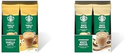 Starbucks Vanilla Latte Premium Kahve Karışımı, 10x21.5 g ve Starbucks White Mocha Premium Kahve Karışımı, 10x24 g