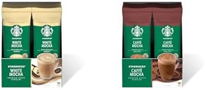 Starbucks White Mocha Premium Kahve Karışımı, 10x24 g ve Starbucks Caffè Mocha Premium Kahve Karışımı, 10x24 g