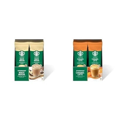 Starbucks White Mocha Premium Kahve Karışımı, 10x24 g ve Starbucks Caramel Latte Premium Kahve Karışımı, 10x23 g