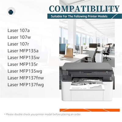 STAROVER 106A HP 106A W1106A Toner Kartuşu HP Lazer 107w 107a 107r HP Lazer MFP 135wg 135a 135r 135w 137fnw için Uyumlu (1 Siyah, Çipli)