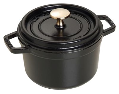 STAUB Dökme Demir Kızartma Tavası/Güveç, Yuvarlak 16 cm, 1,2 L, Siyah