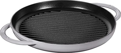 Staub Grill Pans Çift Kulplu Döküm Izgara Tava, Gri - Bedenler: 30 cm, 39 x 5.5 x 4.03 cm