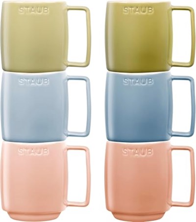 STAUB Seramik Kupa Seti, 350 ml, Makaron Renkli, 6 Parça, Mikrodalga ve Bulaşık Makinesi Uyumlu