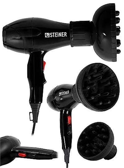 Steiner Alman 3800 Watt Professional Saç Kurutma Makinesi AC Motor Fön Makinesi + Difüzör Başlık + 2 Adet Düz Başlık