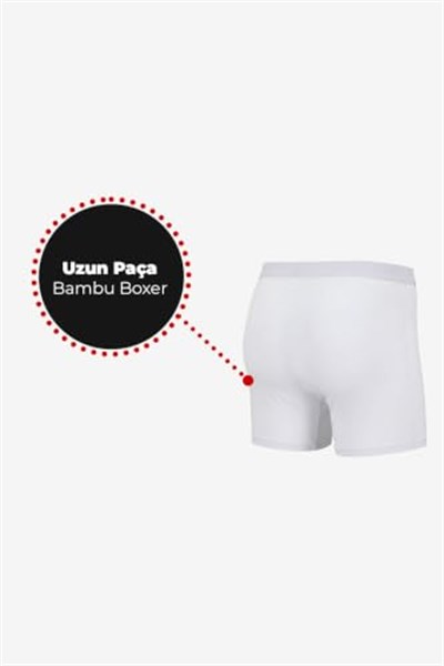 Steve Wolls Erkek Beyaz 3’Lü Uzun Paça Bambu Boxer - 25201