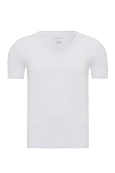 Steve Wolls Erkek Beyaz 4’Lü V Yaka Bambu T-Shirt - 33602