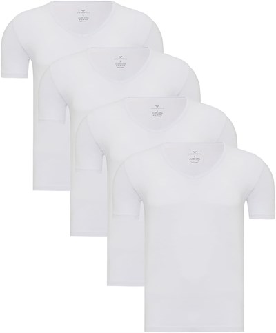 Steve Wolls Erkek Beyaz 4’Lü V Yaka Bambu T-Shirt - 33602
