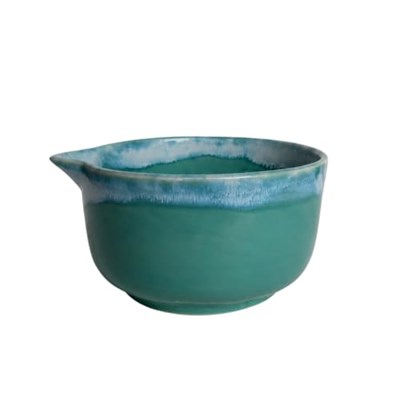 Stoneware Matcha Kasesi - El Yapımı Seramik Chawan (Turkuaz)